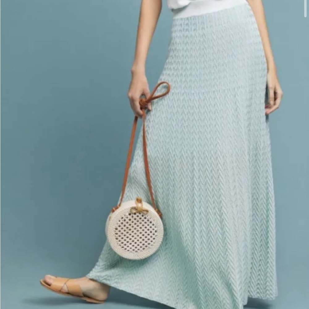 Anthropologie Cecilia Prado Mint Pastel layered chevron maxi skirt M NWT